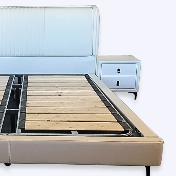 Bianca Leather Floating Bed Frame Suite with Matching Bedside Tables - Image 3