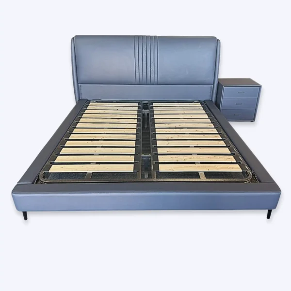 Marquis Leather Master Bedroom Suite – 3-Piece Bed Frame with Headboard and Bedside Tables - Image 2