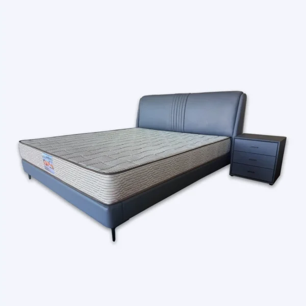 Marquis Leather Master Bedroom Suite – 3-Piece Bed Frame with Headboard and Bedside Tables - Image 4