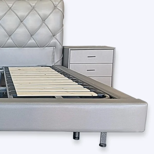 Monte Cristo Leather Bed Setting – 3-Piece with Bed Frame and 2 Bedside Tables - Image 3
