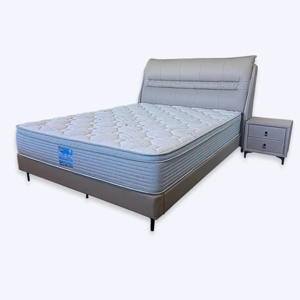 Novaro Luxury Leather 3-Piece Bedroom Suite – Bed Frame and 2 Bedside Tables - Image 3