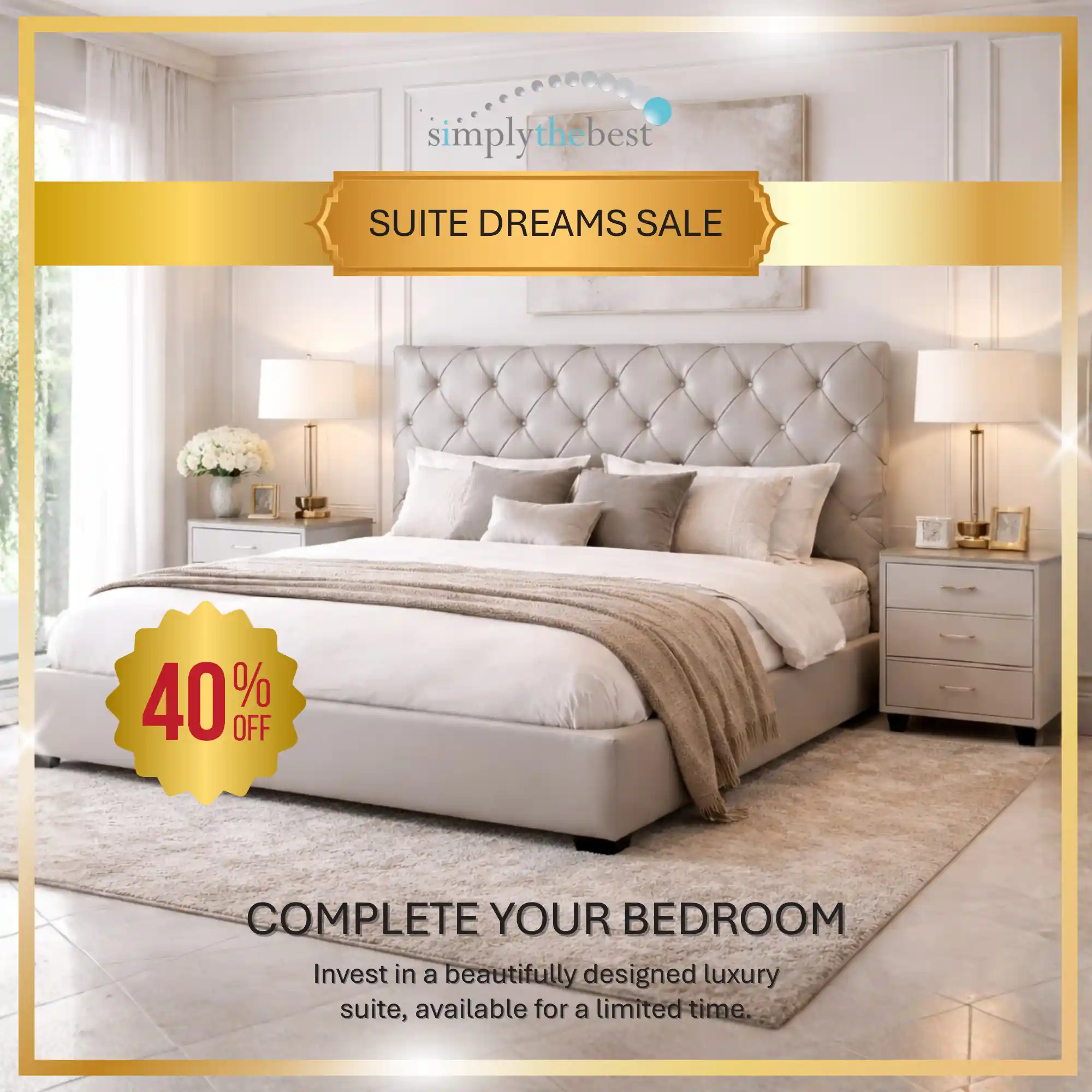 Discover Perth’s finest comfort in the Suite Dreams Sale: Bed Suites 40% off & Luxury Mattresses 50% off, hotel‑trusted quality.